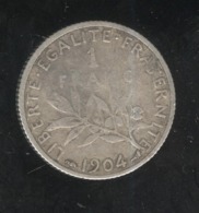 1 Franc Semeuse France 1904 TB+ - Andere & Zonder Classificatie