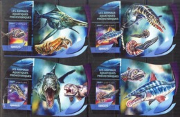 D{031} DJIBOUTI 2016 DINOSAURS AQUATIC PRE- HISTORY FISHES SET OF 4 S/S DELUXE MNH** - Gibuti (1977-...)