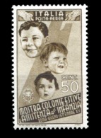 REGNO 1937 Infanzia Mostra Delle Colonie Estive Serie Di Posta Aerea C.50 MNH ** Integra Lusso - Storia Postale (Posta Aerea)