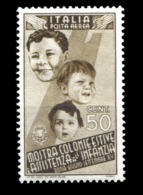 REGNO 1937 Infanzia Mostra Delle Colonie Estive Serie Di Posta Aerea C.50 MNH ** Integra Lusso - Marcophilie (Avions)