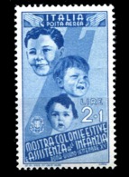 REGNO 1937 Infanzia Mostra Delle Colonie Estive Serie Di Posta Aerea Lire 2+1 L. MNH ** Integro Lusso - Marcophilia (AirAirplanes)