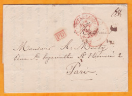 1837 - Lettre Cachetée Avec Correspondance  Imprimée En Français De Mons, Belgique Vers Paris, France - Port Du - 1830-1849 (Belgica Independiente)