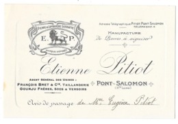 PONT SALOMON (43) Carte De Visite Etienne PITIOT Pierres à Aiguiser - Andere & Zonder Classificatie