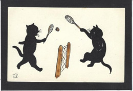 CPA Tennis Chat Cat Non Circulé Position Humaine - Tennis