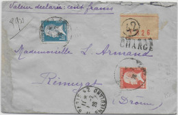 1926 - PASTEUR Sur LETTRE CHARGEE De PARIS => REMUZAT (DROME) - 1922-26 Pasteur