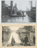 Paris Auteuil Inondation 1910 Sauvetage Rue Van Loo  . Floods . Rescue .2 Cartes . Barque " Marius " - Floods