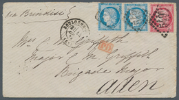 Aden: 1874 Incoming Mail: Cover From Boulogne-sur-Mer, France To ADEN Via Paris And Brindisi, Franke - Yémen