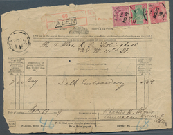 Aden: 1909 Post Declaration For Parcel, Franked With India KE 1r., 8a. And 1a. Tied With "ADEN/PAR/N - Jemen