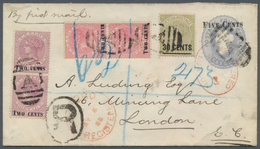 Ceylon / Sri Lanka: 1893, Postal Stationery Envelope "FIVE CENTS" On 4c. Blue Used Registered From C - Sri Lanka (Ceylon) (1948-...)