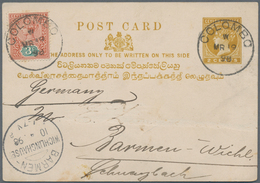 Ceylon / Sri Lanka: 1898-1904 Three Postcards: 1) Postal Stationery Card 2c., Uprated 3c., Used From - Sri Lanka (Ceylan) (1948-...)