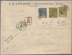 Französisch-Indochina: 1896, 1 Fr., 15 C. In Mixed Franking With French Colonies General Issue 20 C. - Lettres & Documents