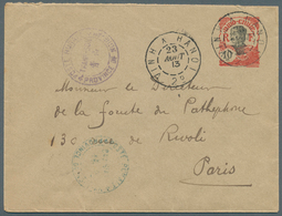 Französisch-Indochina: 1913. Postal Stationery Envelope 10c Red Addressed To Paris Cancelled By 'Pos - Lettres & Documents