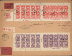 Französisch-Indochina: 1927, 5 C Violet And 6 C Red, Two Complete Stamp-booklet Sheets With 20 Stamp - Lettres & Documents