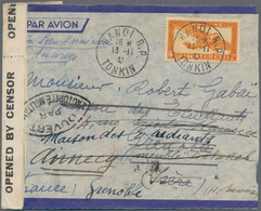 Französisch-Indochina: 1941, 2 P Orange Airmail Stamp, Single Franking On Airmail Cover From HANOI, - Storia Postale