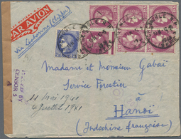 Französisch-Indochina: 1941, INCOMING CENSORED MAIL, France, 6 X 3 F Purple And 2,50 F Ultramarine D - Storia Postale