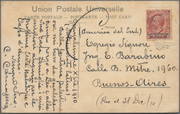 Holyland: 1910, Postcard Bearing 20 Para On 10c. Carmine Gerusalemme Issue Tied By Poor Gerusalemme - Palästina