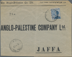 Holyland: 1913, Commercial Cover Of The "ANGLO PALESTINE COMPANY" Bearing 1 Pia. On 25 C. Blue Tied - Palestina