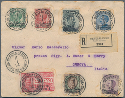 Holyland: 1914, Registered Express Cover Bearing Six Values Mixed Franking Jerusalem Issue And Levan - Palestine