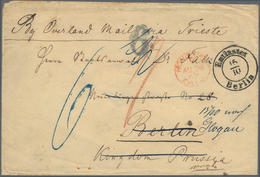 Hongkong: 1869, Vermillion "HONG KONG PAID AU 25 69" On Stampless Cover W. On Reverse Blue "HONG KON - Sonstige & Ohne Zuordnung