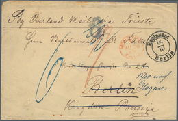 Hongkong: 1869, Vermillion "HONG KONG PAID AU 25 69" On Stampless Cover W. On Reverse Blue "HONG KON - Andere & Zonder Classificatie