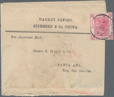 Hongkong: 1895, Wrapper To San Salvador/Central America: QV 2 C. Rosine Canc. "HONG KON E JY 23 95" - Autres & Non Classés