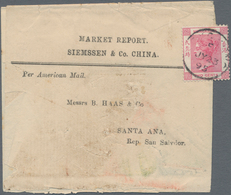 Hongkong: 1895, Wrapper To San Salvador/Central America: QV 2 C. Rosine Canc. "HONG KON E JY 23 95" - Andere & Zonder Classificatie