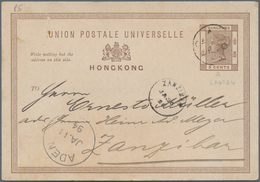 Hongkong - Treaty Ports: Canton, 1894, To Zanzibar/East Africa: Stationery Card QV 3 C. Canc.light " - Andere & Zonder Classificatie