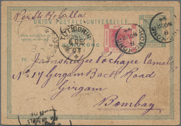 Hongkong - Ganzsachen: 1894-95: Three Different Postal Stationery Cards Used From Hong-Kong To Bomba - Ganzsachen