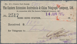 Hongkong - Besonderheiten: 1913, Fiscal KGV Tied Intaglio Crowned "STAMP DUTY" To Reverse Of Telegra - Autres & Non Classés