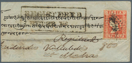 Indien: 1855 REGISTERED Cover From Bombay To Madras Franked By Lithographed 1a. Pale Red, Die II, Ti - Autres & Non Classés