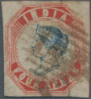 Indien: 1854-55 Litho 4a. Blue & Red From The 4th Printing, Sheet Pos. 19, Used And Cancelled By Num - Andere & Zonder Classificatie