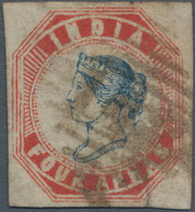 Indien: 1854-55 Litho 4a. Blue & Red From The 4th Printing, Sheet Pos. 19, Used And Cancelled By Num - Other & Unclassified