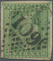 Indien: 1854 Typographed 2a. Green With Almost Complete Outer Framelines, Used At Porto Novo And Can - Autres & Non Classés