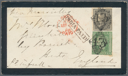 Indien: 1858 (1st Feb.): Mourning Cover From Mhow To England Via Marseilles Franked By 1854 2a. Gree - Autres & Non Classés