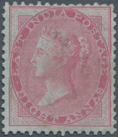 Indien: 1855 QV 8a. Carmine On Blue Glazed Paper, Unused Without Gum, Small Thin At Top And A Lttle - Other & Unclassified