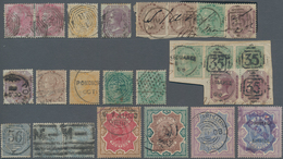 Indien: 1856-1895: Group Of 25 QV Stamps Used, From 1856 8a. Pair On Blued Paper To QV 1895 Rupee Va - Sonstige & Ohne Zuordnung