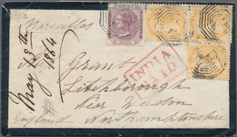 Indien: 1864, Very Decorative Mourning Cover Franked With 2 Anna Yellow, Piar And Single And 8 Pies - Sonstige & Ohne Zuordnung