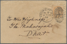 Indien: 1869 Cover From Mazagaon, Bombay Urban Office Addressed To "His Highness The Maharajah, DHAR - Autres & Non Classés