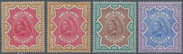 Indien: 1895, Complete Set Of QV 2r. Carmine & Yellow-brown To 5r., Mint Never Hinged, Plus 2r. Carm - Autres & Non Classés