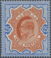 Indien: 1902-11 KEVII. 25r. Brownish Orange & Blue, MINT Lightly Hinged With Large Part Original Gum - Autres & Non Classés