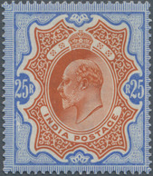 Indien: 1902-11 KEVII. 25r. Brownish Orange & Blue, MINT Lightly Hinged With Large Part Original Gum - Altri & Non Classificati