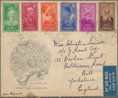 Indien: 1952 (1 Oct.): Saints & Poets Complete Set On Illustrated FDC Addressed To England, Tied By - Autres & Non Classés