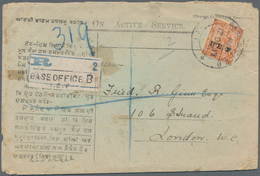 Indien - Feldpost: 1917 Registered Cover From Indian Base Office B In Dar-es-Salam, Tanganyika To Lo - Military Service Stamp