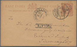 Indien - Ganzsachen: 1890 Postal Stationery Card ½a. Brown With PERFIN "L.F.S", Used From Calcutta T - Zonder Classificatie
