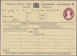 Indien - Ganzsachen: 1940's: Inland Telegram 9a. KGVI., Unused, With A Light Central Fold Otherwise - Ohne Zuordnung