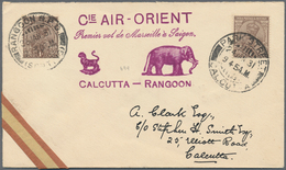 Indien - Flugpost: 1931 Air Orient Marseilles-Saigon First Flight: Illustrated Lion & Elephant Envel - Poste Aérienne