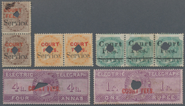 Indien - Besonderheiten: 1870-72 COURT FEE: Group Of Nine Court Fee Stamps, With Telegraph Stamps 4a - Altri & Non Classificati