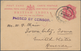 Indien - Besonderheiten: 1914, "PORT BLAIR 28 NOV 14" On Card KEVII 1 A. Red To Iowa City, USA. Viol - Autres & Non Classés