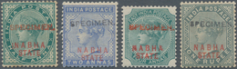 Indien - Konventionalstaaten: NABHA 1885-1900: Complete Set Of Four Optd. "NABHA/STATE" In Red, Addi - Autres & Non Classés