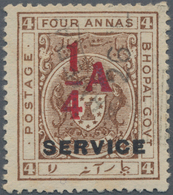 Indien - Feudalstaaten: BHOPAL-Official 1935: "¼ A" On 4a. Chocolate, Used With Light Strike Of "... - Sonstige & Ohne Zuordnung